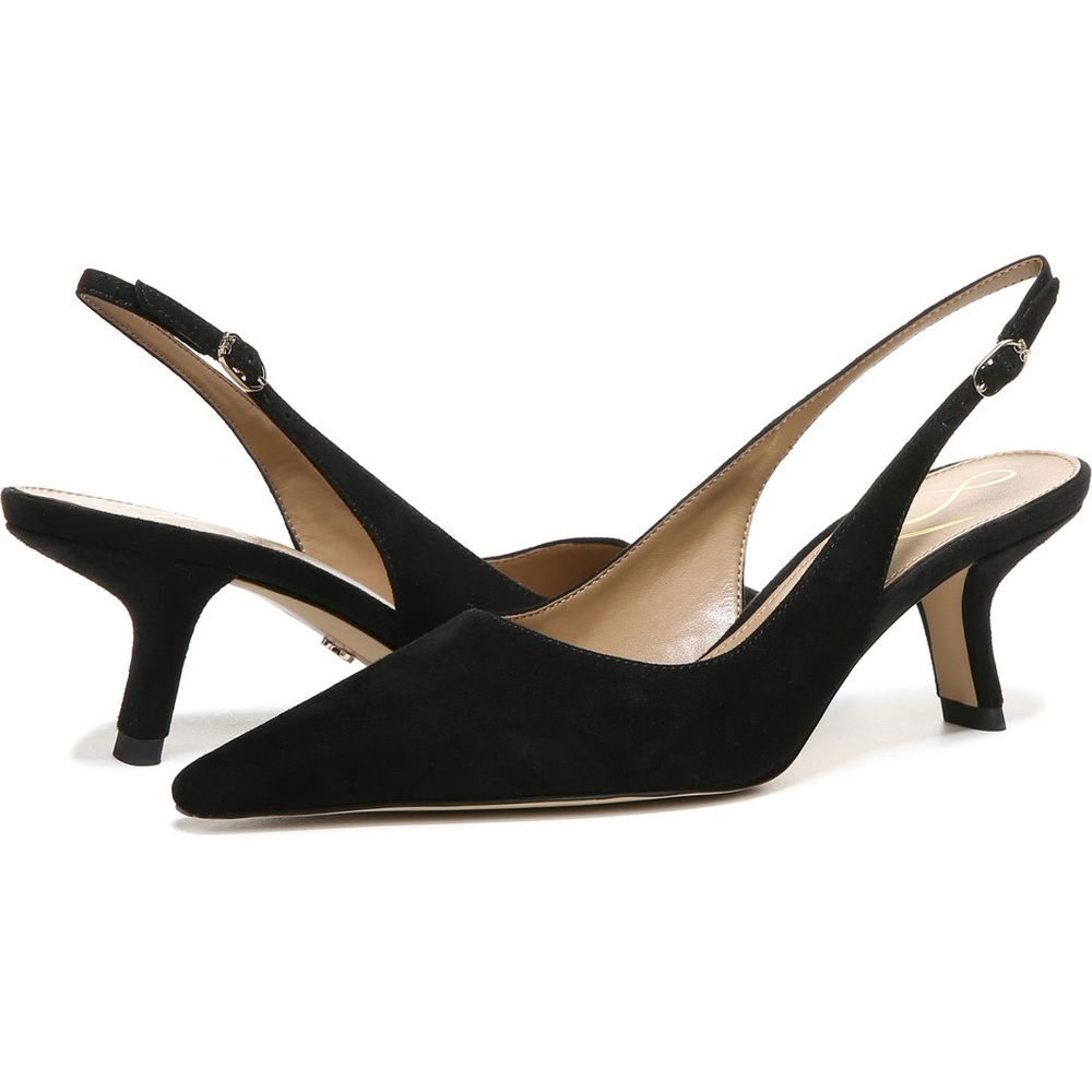 Sam Edelman Bianka Slingback Kitten Heel Pump in black suede